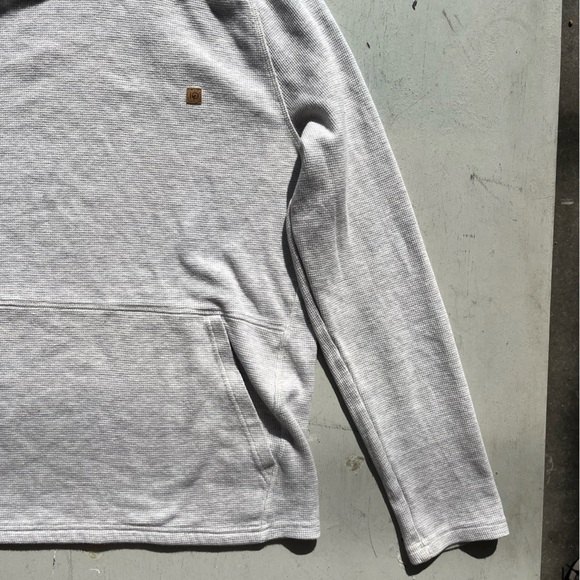 Women's TenTree Hoodie Gray Logo L Waffle-Knit Camp Hike Outdoor Climb STAINED - Picture 8 of 14